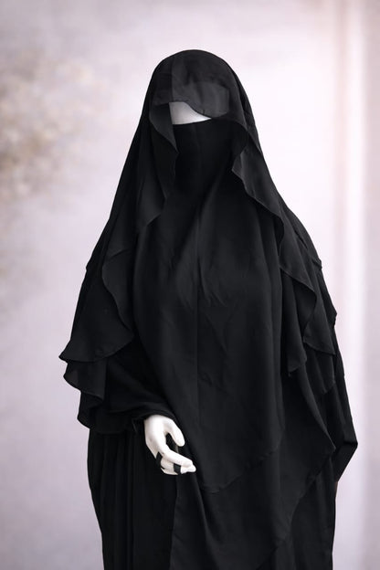 2 layer princes hijab (Black)