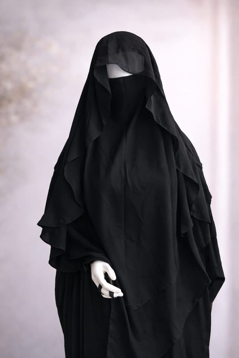 2 layer princes hijab (Black)