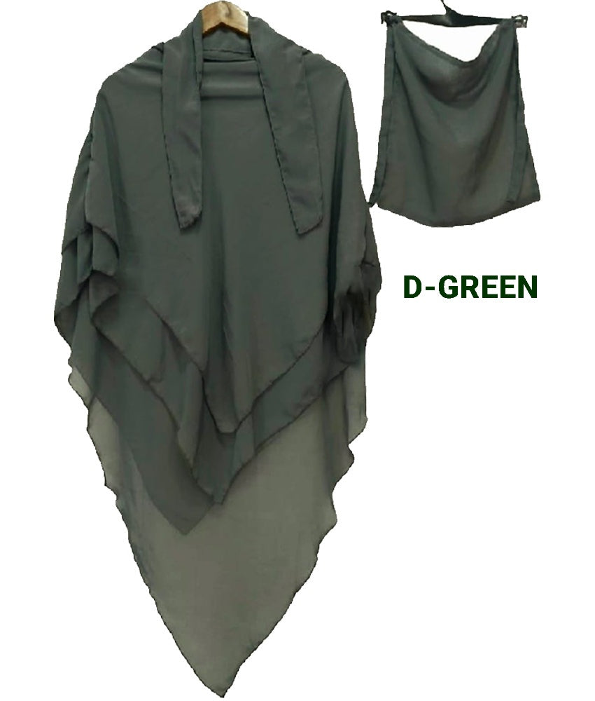 3 layer khimmer hijab (D-Green)