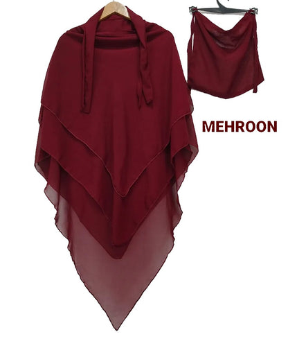 3 layer khimmer hijab (Mehroon)