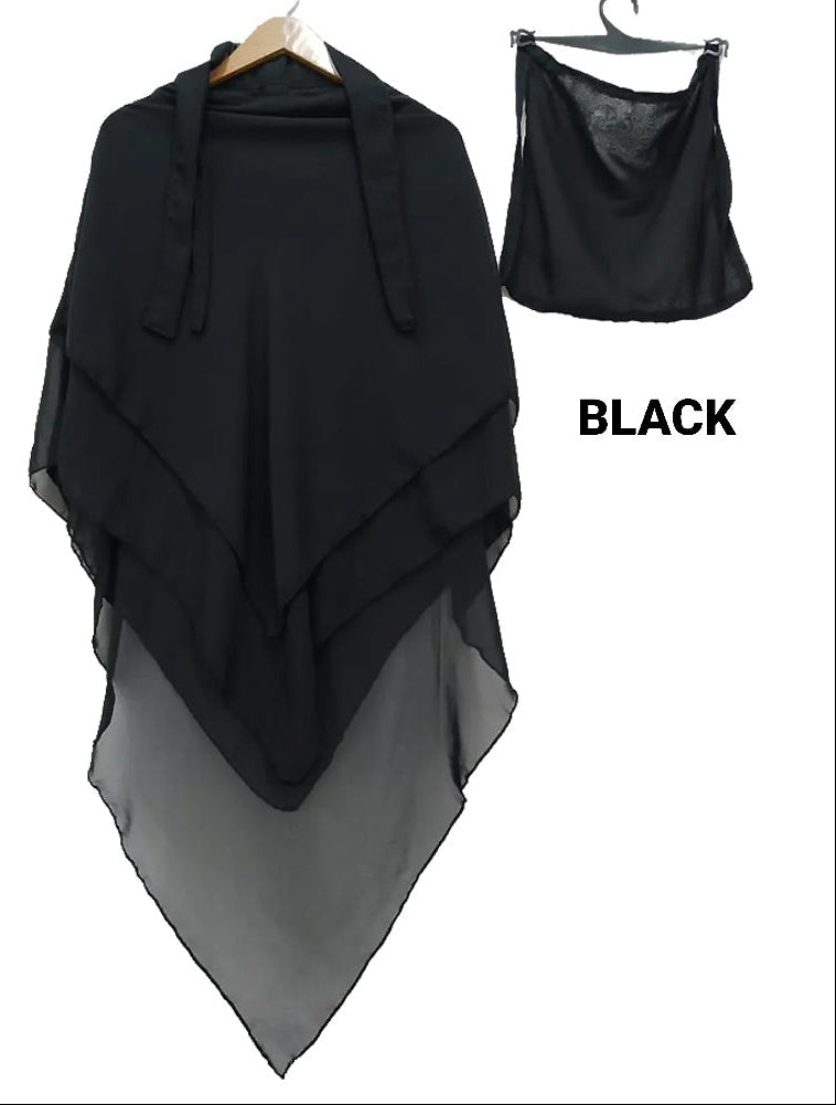 3 layer khimmer hijab (Black)