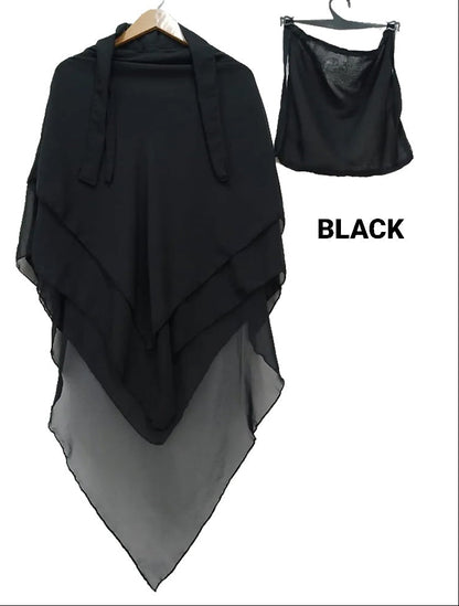 3 layer khimmer hijab (Black)