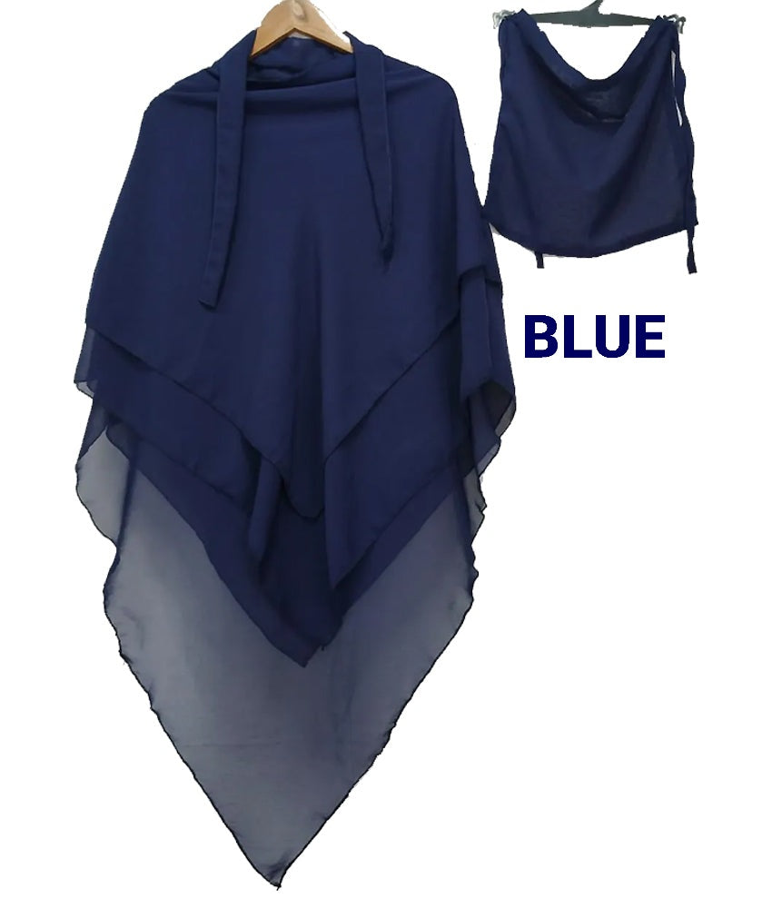 3 layer khimmer hijab (Blue)