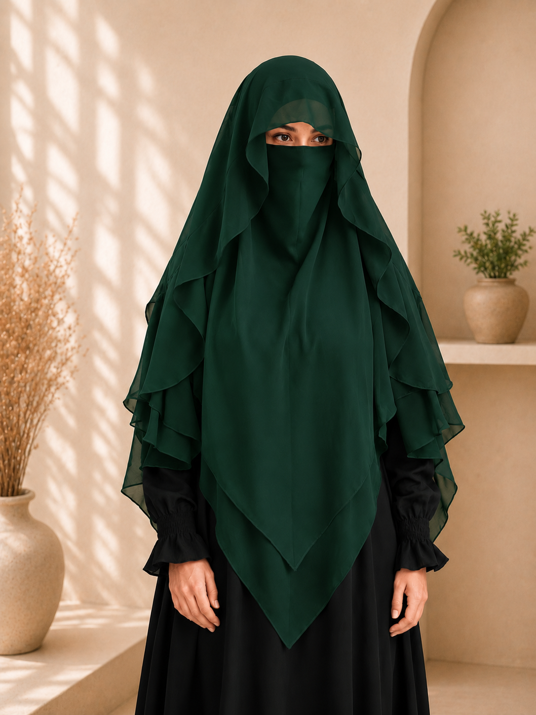 2 layer princes hijab (D-GREEN)