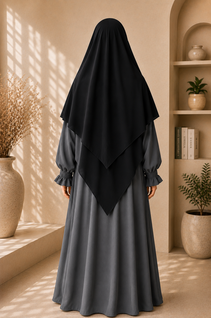 2 layer princes hijab (Black)