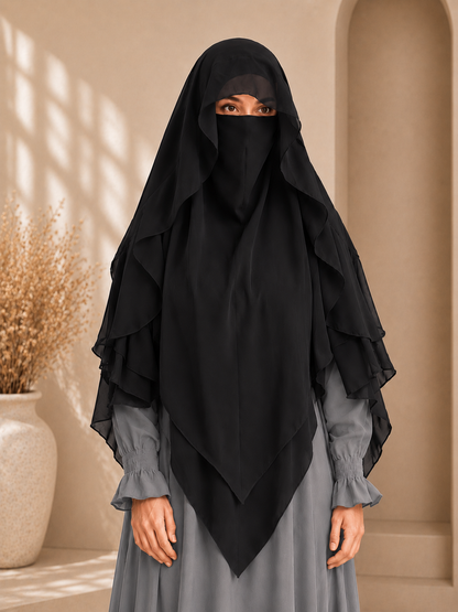 2 layer princes hijab (Black)