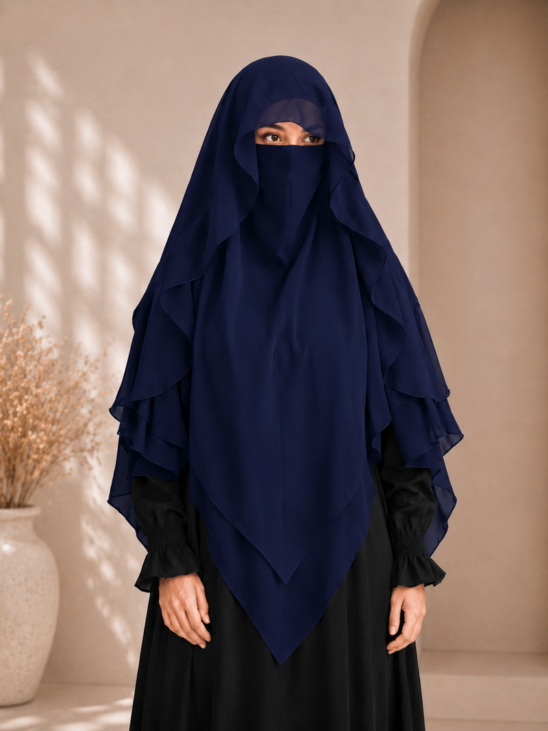 2 layer princes hijab (D-Blue)