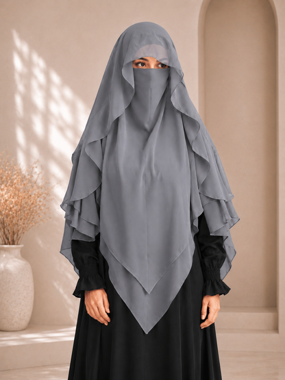 2 layer princes hijab (Gray)