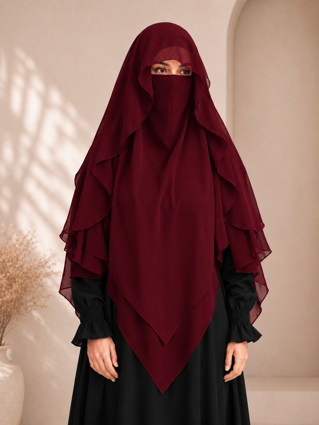 2 layer princes hijab (Mehroon)
