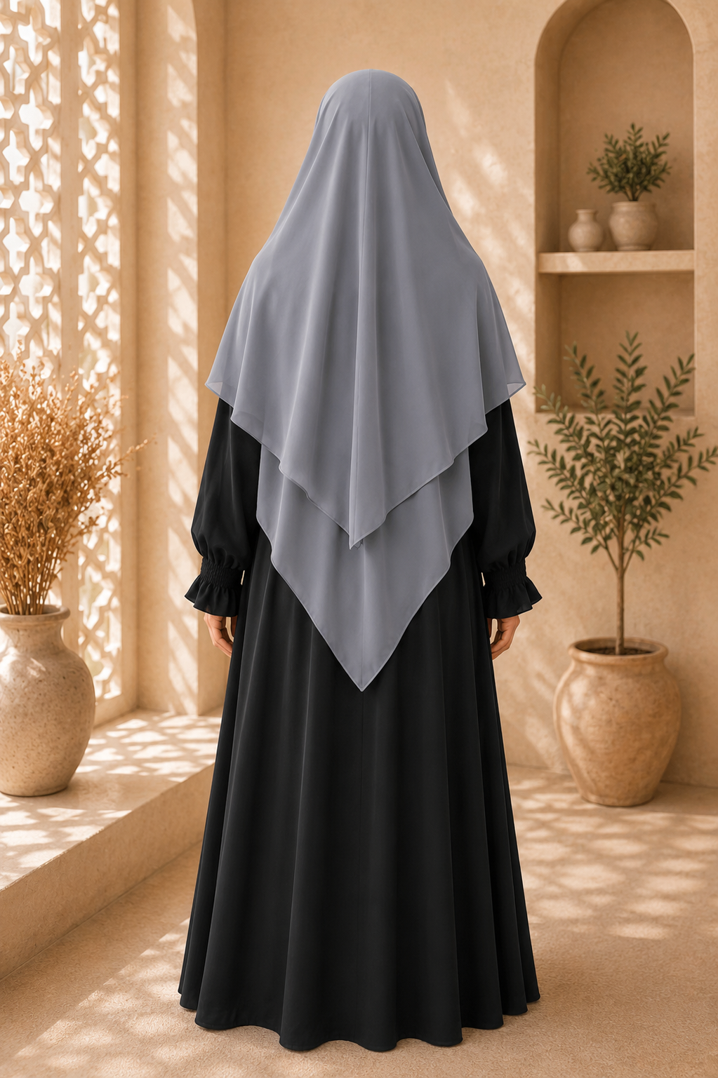 2 layer princes hijab (Gray)